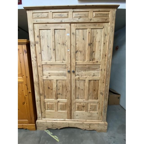 22 - Hand crafted pine 2 door wardrobe with hanging to the interior 216H 141W 70D(we are unable to delive... 