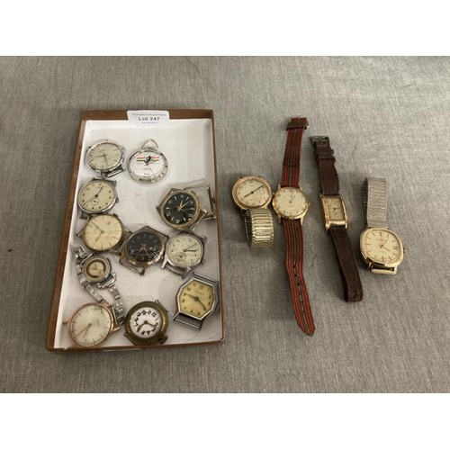 247 - Box of vintage watches inc. Timex, Newmark, Zodiac, Exactima, Lagoon etc. (as seen)