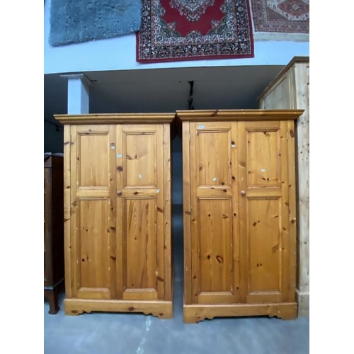 26 - 2x pine 2 door wardrobes 172H 102W 58D