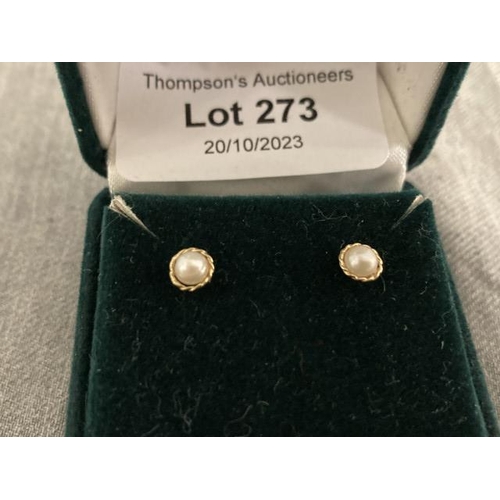 273 - Pair of 9ct gold & pearl stud earrings