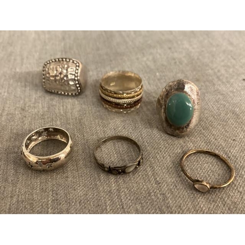 278 - 6 rings (5 silver, various sizes)