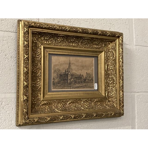 281 - Gilt framed fine etching by T. Greenhalgh 'St Cuthbert's Church, Churchtown, Southport' 47x49cm