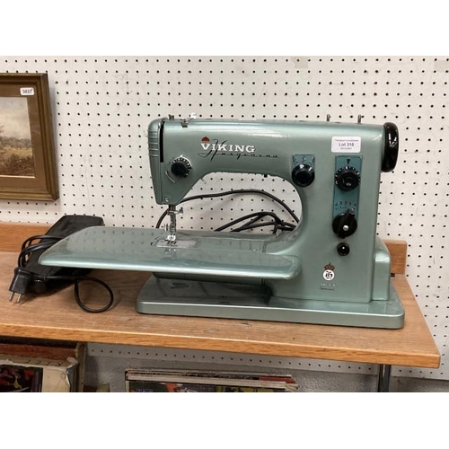 318 - Viking Husqvarna type 19E Swedish sewing machine with mains lead & foot pedal