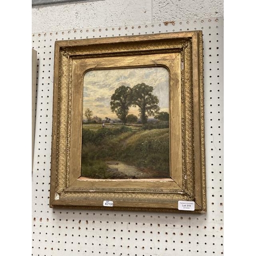 319 - Gilt framed signed J. Clayton Adams 1869 oil painting on board 41x47cm (Signed to bottom right, fram... 