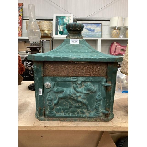 368 - Cast green painted letter box (No key)