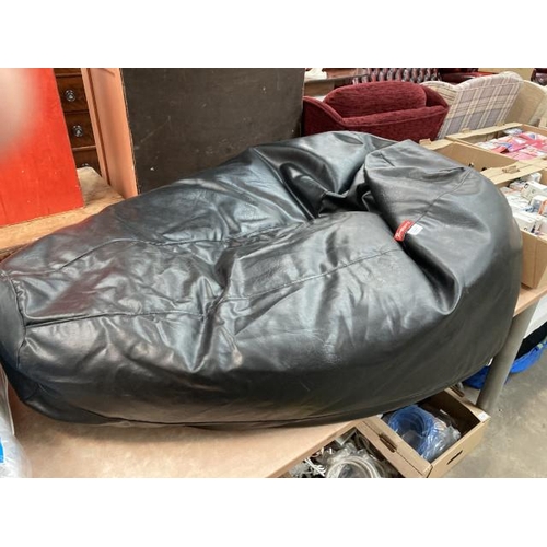 401 - CoziBag black faux leather bean bag