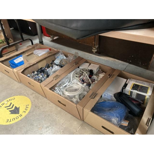 418 - 5 boxes of electrical items (ex shop stock) including Optima Compact intruder panel, bathroom fan, f... 