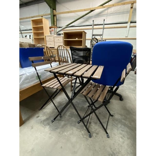 71 - Folding garden table 71H 55W 55D and 2 chairs