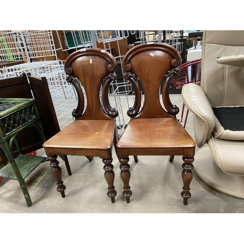 77 - Pair of Victorian mahogany hall chairs 41W