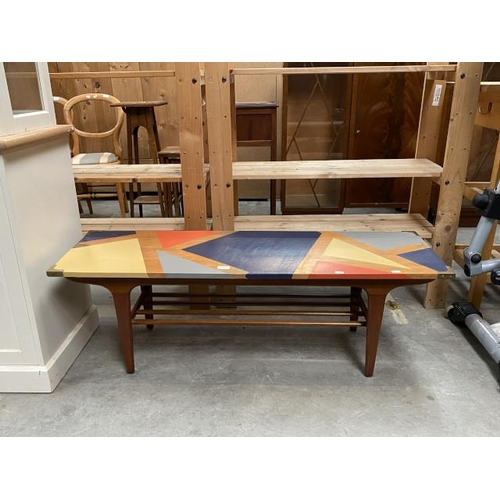 83 - Mid century painted teak coffee table 40H 122W 39D