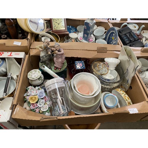 412 - 10 boxes of collectables including blue and white wares, tea wares, Royal Worcester trinket dishes, ... 