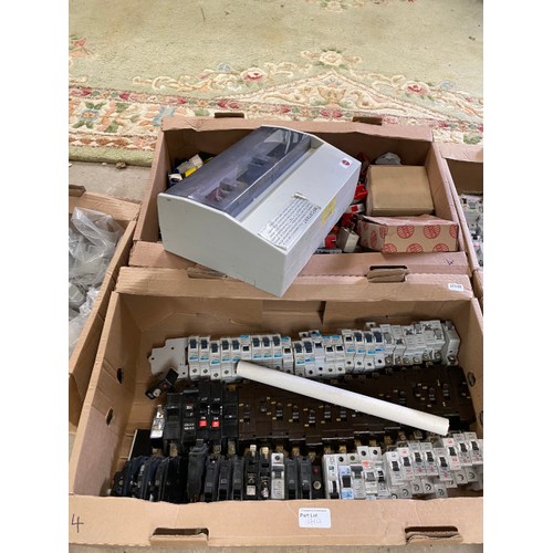 414 - Collection of electrical items (ex shop stock) including interruptor switches,  thermostats, fuse bo... 