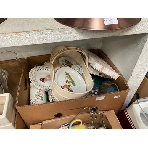 310 - 8 boxes of mixed china, glassware, popcorn maker, vases, enamel trug, teapots etc.