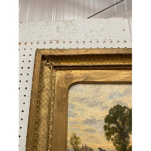 319 - Gilt framed signed J. Clayton Adams 1869 oil painting on board 41x47cm (Signed to bottom right, fram... 