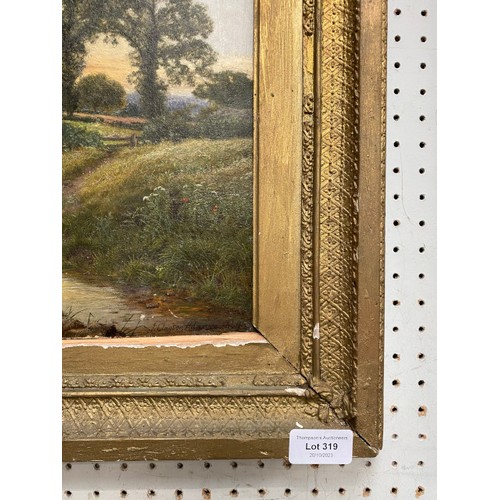 319 - Gilt framed signed J. Clayton Adams 1869 oil painting on board 41x47cm (Signed to bottom right, fram... 