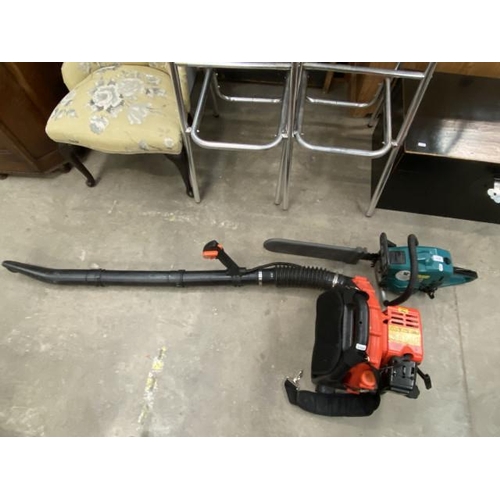 120 - Qualcast MGTE44F petrol chain saw & BU-KO GRB650 petrol power blower (as found)