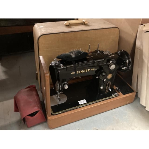 481 - Cased Singer 319K sewing machine with foot pedal