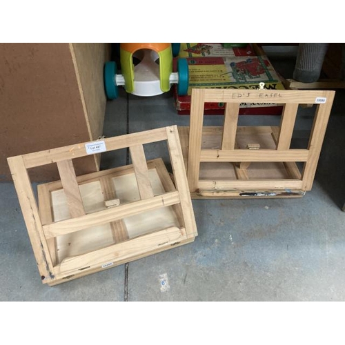 487 - Pair of folding table top art stands