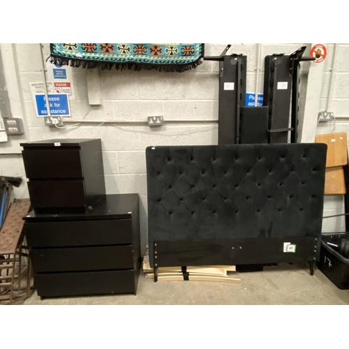 66 - Contemporary black 2 drawer chest 55H 40W 48D and a matching 3 drawer chest 77H 81W 48D and a black ... 