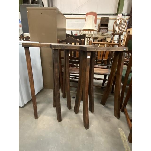 85 - 3 handmade trestle stands 85H 51W 30D