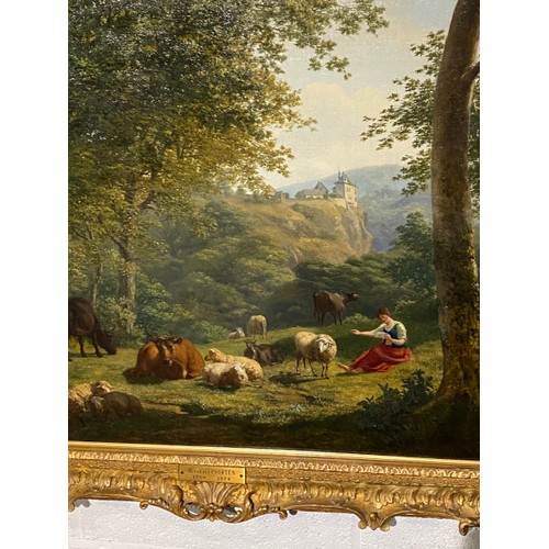 36 - Gilt framed oil on canvas attributed to HENDRIK JOZEF FRANCISCUS VAN DER POORTEN (Belgian 1789-1874)... 