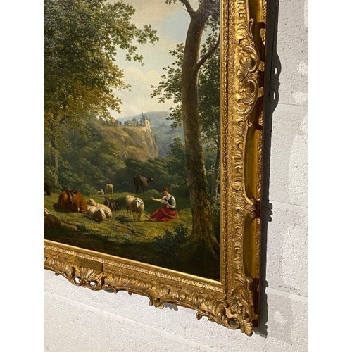 36 - Gilt framed oil on canvas attributed to HENDRIK JOZEF FRANCISCUS VAN DER POORTEN (Belgian 1789-1874)... 