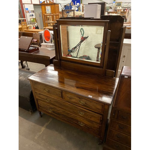 21 - Victorian mahogany dressing table 47H 114W 53D, mahogany bureau 101H 51W 43D, oak draw leaf table 76... 