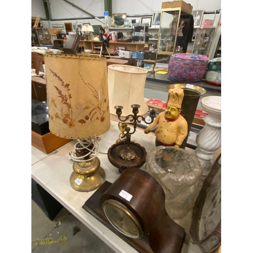 515 - Assorted collectables including Burlington toby jugs, copper fondue, decanters, jasper ware table li... 