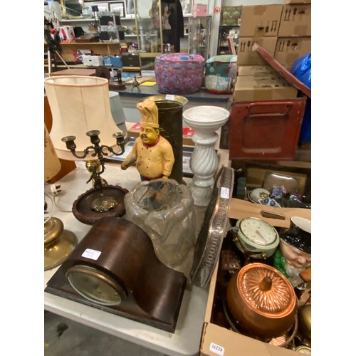 515 - Assorted collectables including Burlington toby jugs, copper fondue, decanters, jasper ware table li... 