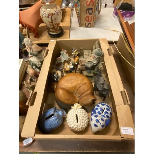 515 - Assorted collectables including Burlington toby jugs, copper fondue, decanters, jasper ware table li... 