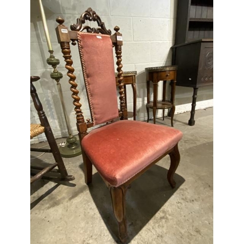 104 - Victorian mahogany barley twist bedroom chair 48W