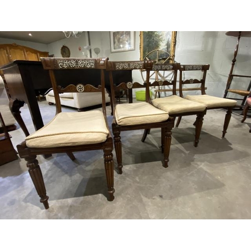 106 - 4 Regency mahogany inlaid dining chairs 44W