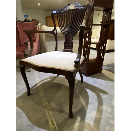 108 - Victorian mahogany carver chair 57W