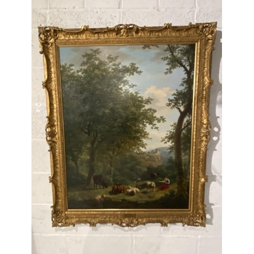 112 - Gilt framed oil on canvas attributed to HENDRIK JOZEF FRANCISCUS VAN DER POORTEN (Belgian 1789-1874)... 