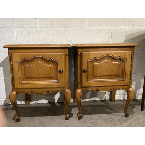 121 - Pair of French oak bedside cabinets 61H 49W 39D