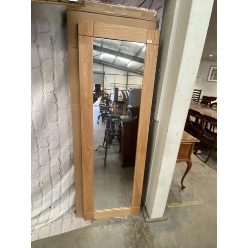 127 - Contemporary solid oak wall mirror 60 x 180cm