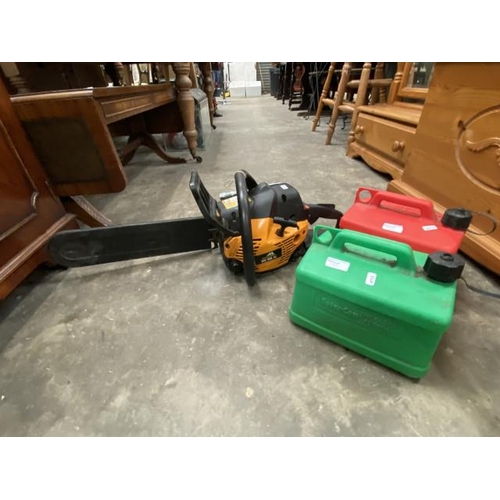 151 - McCulloch MAC838 petrol chainsaw & 2 plastic jerry cans