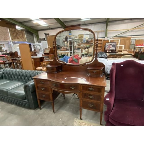 173 - Victorian mahogany inlaid dressing table 176H 137W 61D