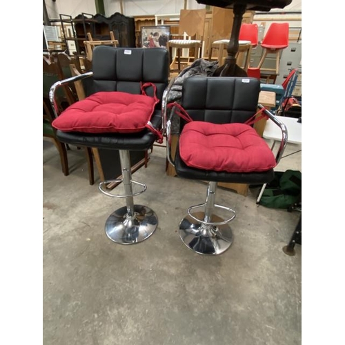 177 - Pair of contemporary rise and fall bar stools 55W (as found)