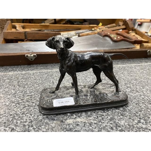 193 - Pierre Jules Mene (1810-1879) patinated bronze of a Pointer (signed)