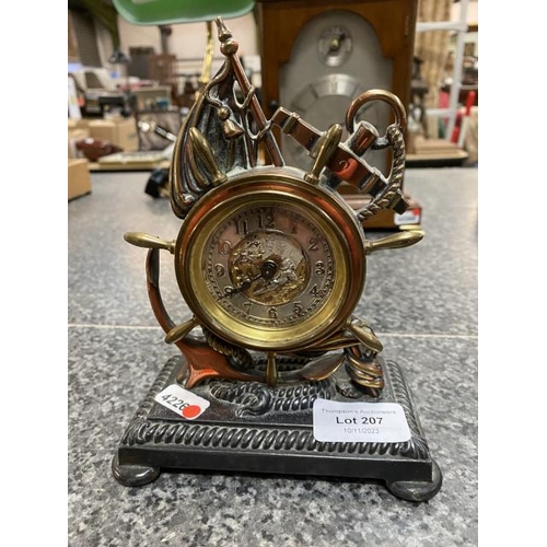 207 - The British United Clock Company Naval desk clock 18cm