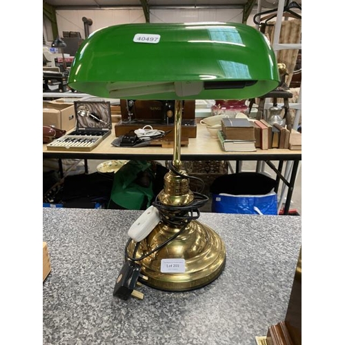 209 - Brass with green glass bankers lamp