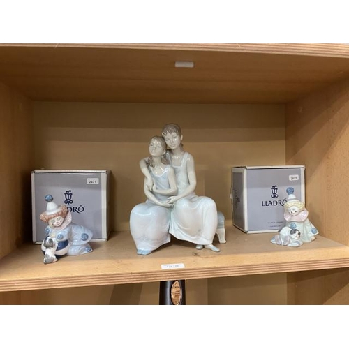 229 - Lladro 5278 Pierrot with puppy & ball (boxed), 5277 Pierrot with puppy (boxed) & 6901 My sister my f... 