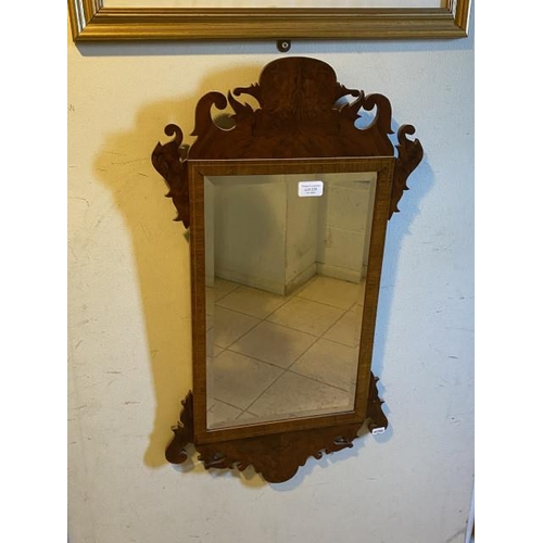 235 - Georgian style mahogany & walnut Ha Ha mirror 42 x 76cm