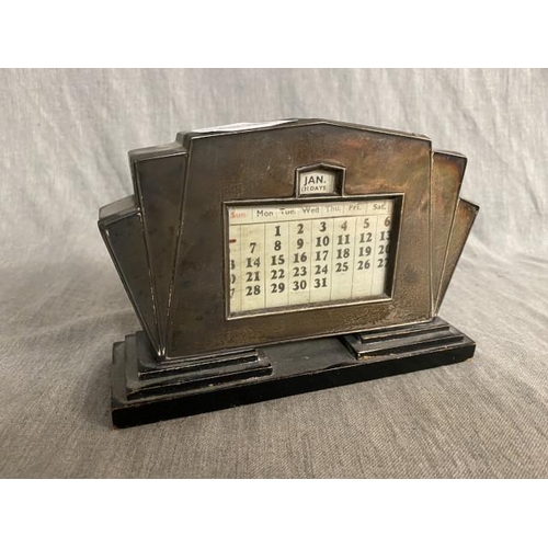 249 - Birmingham 1935, WJ Myatt & Co, Art Deco silver-mounted perpetual calendar (one nob missing to back)... 