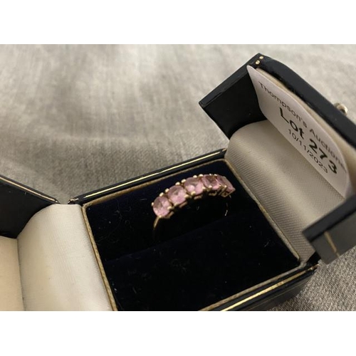 273 - 9ct gold pink topaz set ring (size Q)