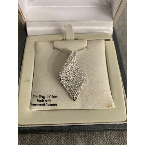 274 - Boxed 925 silver Swarovski elements pendant on chain (New)