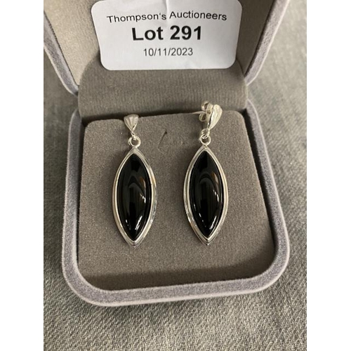 291 - Silver & jet earrings