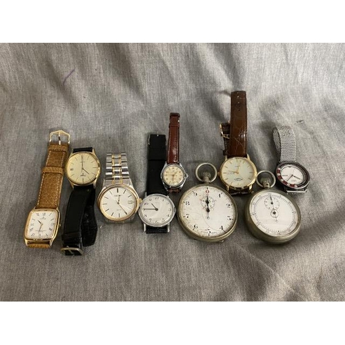 299 - 7 watches with straps - Pulsar, Seiko, Lorus, Rotary, Timex, Matrix & Ingersoll and 2 pocket watches... 