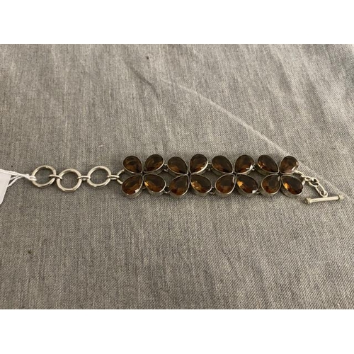 314 - 925 silver Smokey quartz set bracelet